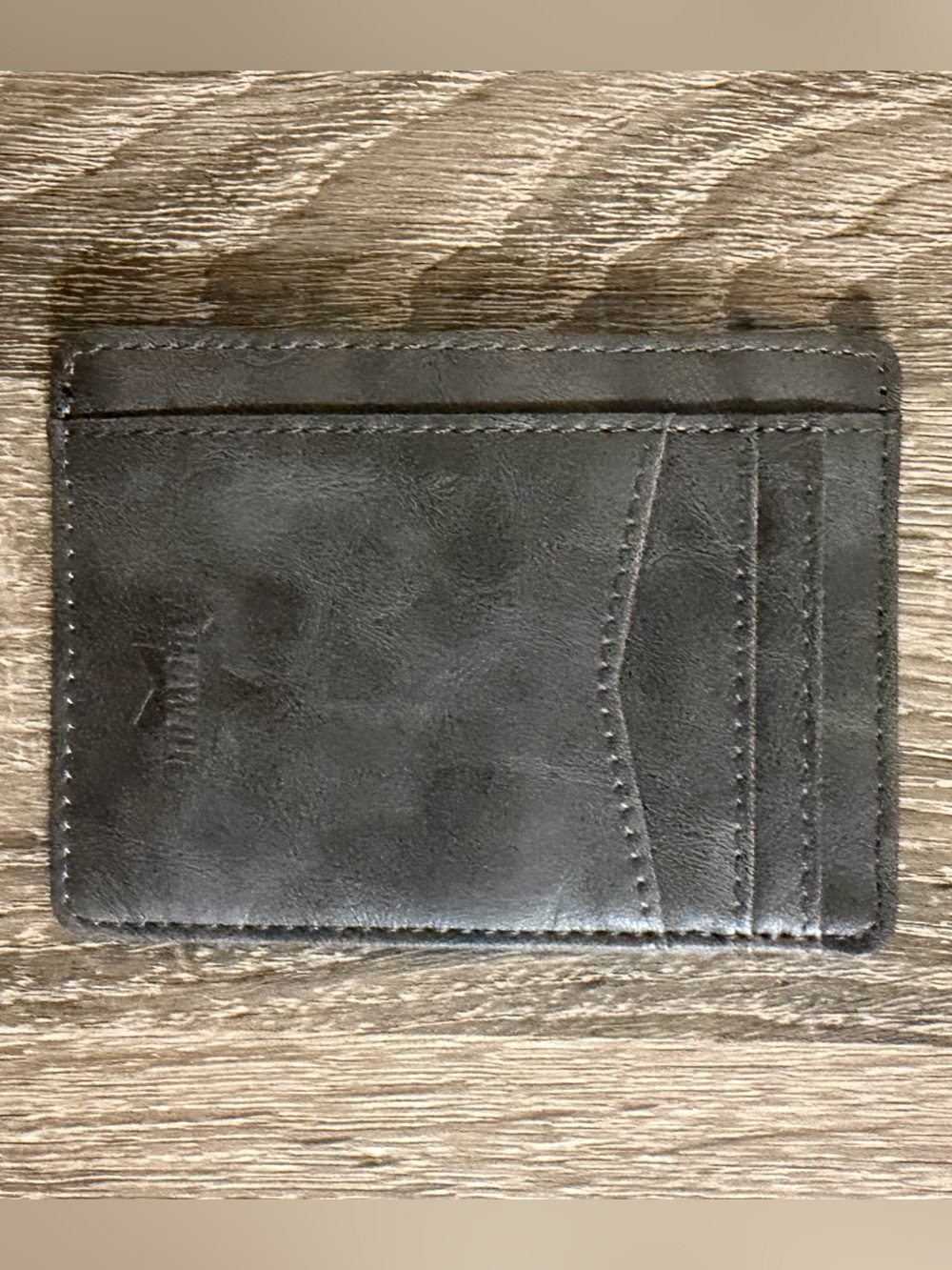 Arcwor Grey Leather Slim Card Holder Wallet